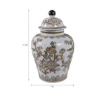 Decorative Jar - Brown/White Ceramic Chinoiserie Bird 12