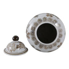 Decorative Jar - Brown/White Ceramic Chinoiserie Bird 12