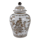 Decorative Jar - Brown/White Ceramic Chinoiserie Bird 12