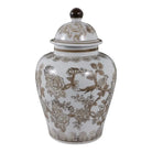 Decorative Jar - Brown/White Ceramic Chinoiserie Bird 12
