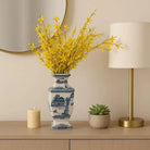 Decorative Vase- Blue Ceramic Chinoiserie Temple 15 in.