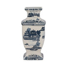 Decorative Vase- Blue Ceramic Chinoiserie Temple 15 in.