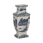 Decorative Vase- Blue Ceramic Chinoiserie Temple 15 in.