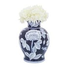 Decorative Vase - Blue Ceramic Floral Round Chinoiserie 9in