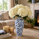 Decorative Vase - Blue/White Ceramic Chinoiserie 13 in.