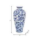 Decorative Vase - Blue/White Ceramic Chinoiserie 13 in.