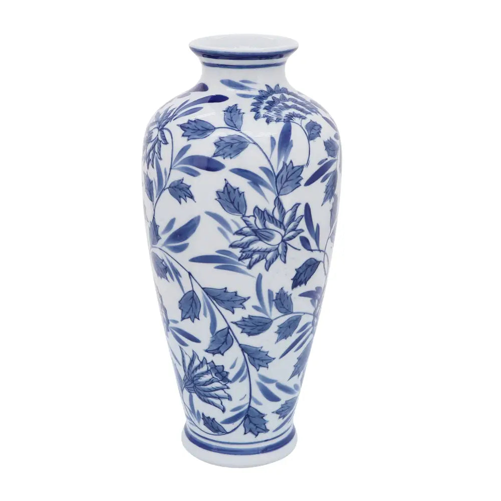 Decorative Vase - Blue/White Ceramic Chinoiserie 13 in.