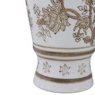 Decorative Vase - Brown/White Ceramic Bird and Vines 12 in.