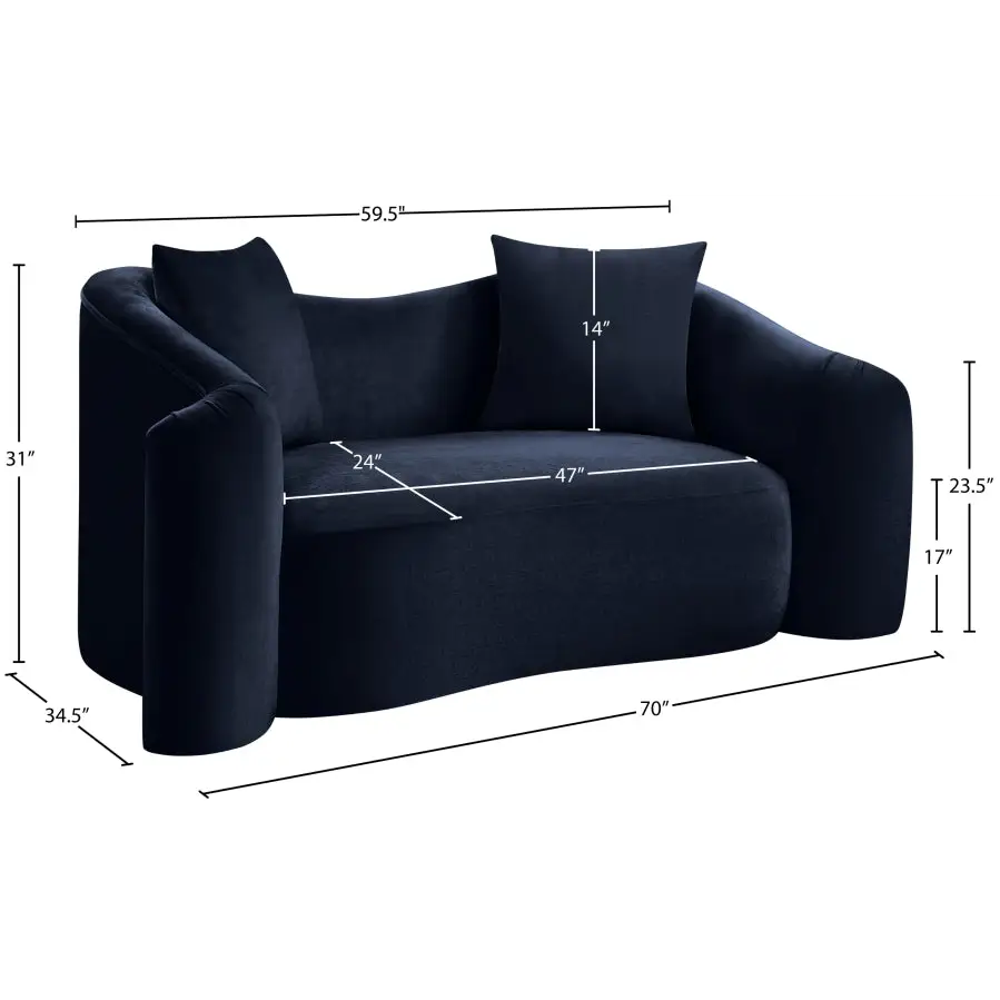 Destin 70’’ Velvet Upholstered Loveseat - LOVESEAT