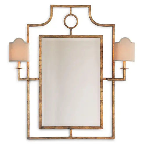 Doheny Gold Mirror With Sconces - Mirror