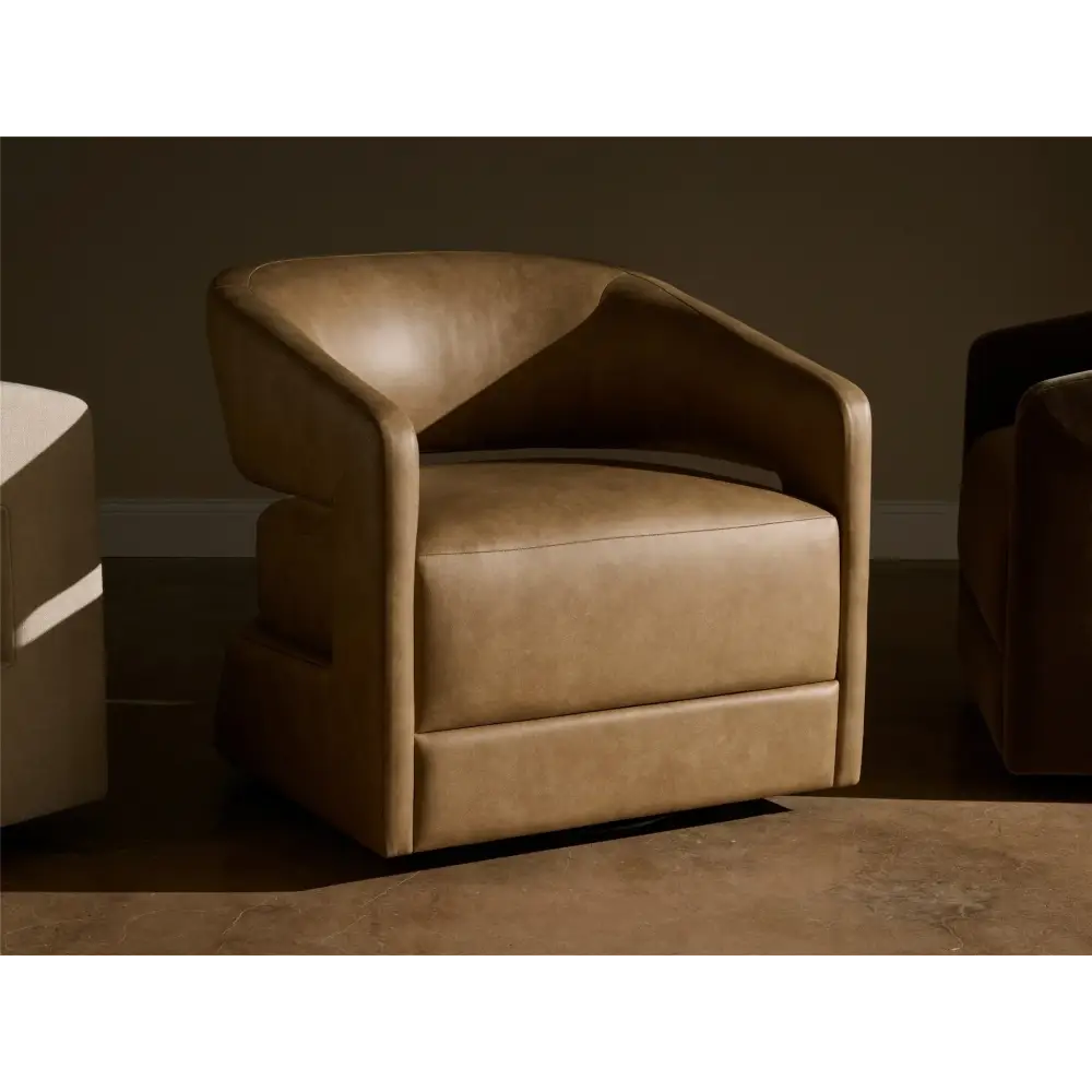 Drew Leather Swivel Chair - Leather Swivel Chair