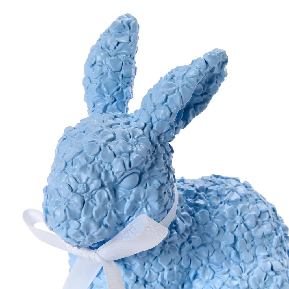 Easter Bunnies with Floral Relief Pattern - Easter Decor