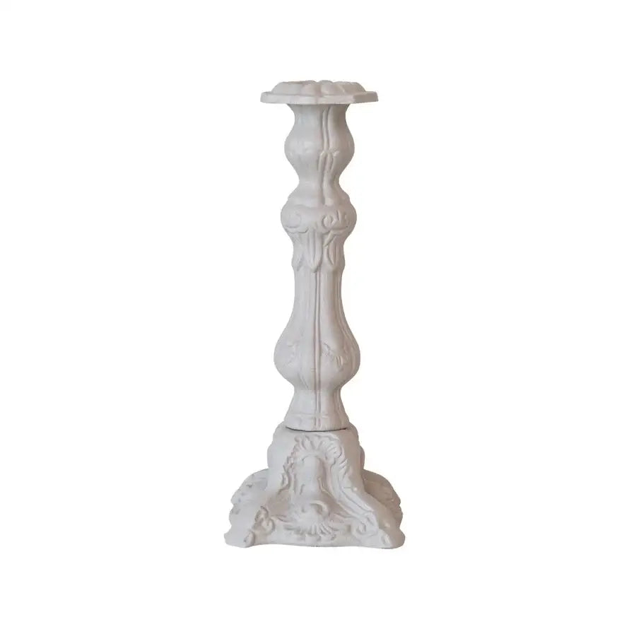 EMBOSSED CAST ALUMINUM TAPER CANDLER - DECOR