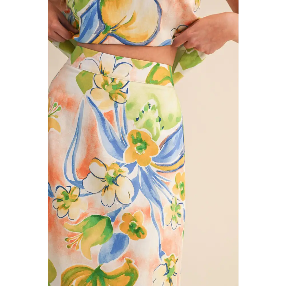 EXCLUSIVE FLORAL PRINT CROP TANK AND MIDI SKIRT SET MPST4719