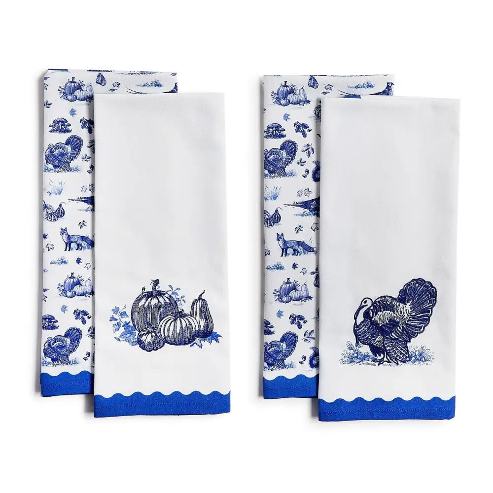 Falling for Blue Toile Set of 2 Dish Towels - Turkey - Dish Towel