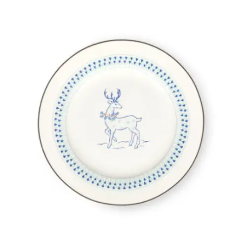 FESTIVE CHINOISERIE DESSERT PLATE - CHRISTMAS