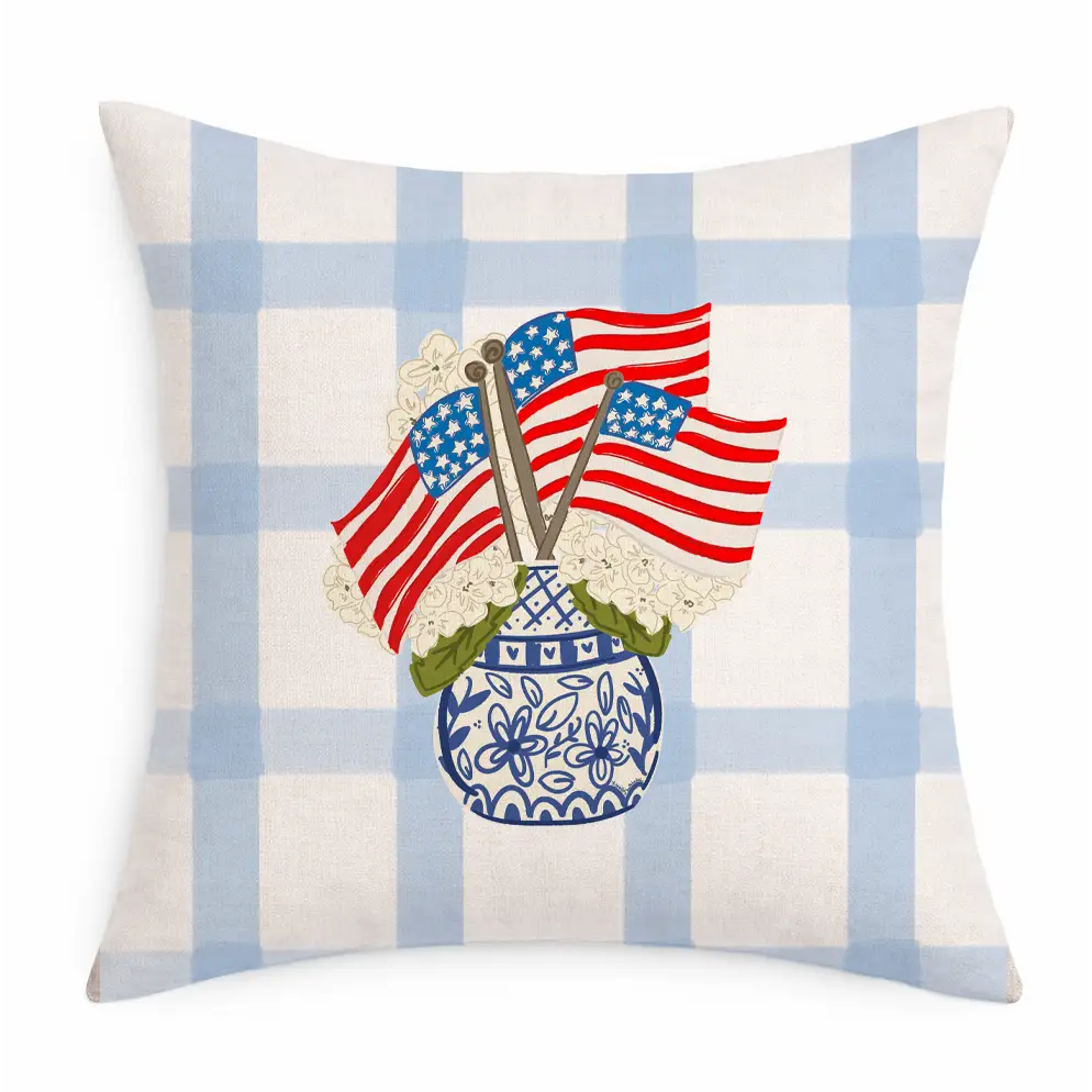 Flags and Hydrangeas Pillow