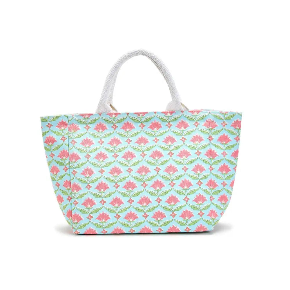 Floral Block Print Thermal Lunch Tote - Gifts