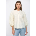 FLORAL CUTWORK EMB BUBBLE SLV BLOUSE FT21275 - IVORY / L
