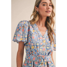 FLORAL PRINT BUTTON DOWN BELTED MIDI DRESS MDR4747