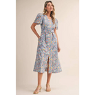FLORAL PRINT BUTTON DOWN BELTED MIDI DRESS MDR4747
