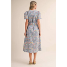 FLORAL PRINT BUTTON DOWN BELTED MIDI DRESS MDR4747