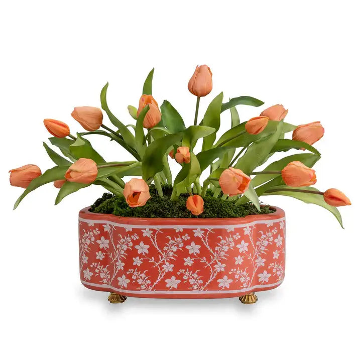 Floral Vine Coral Scallop Planter - Planter