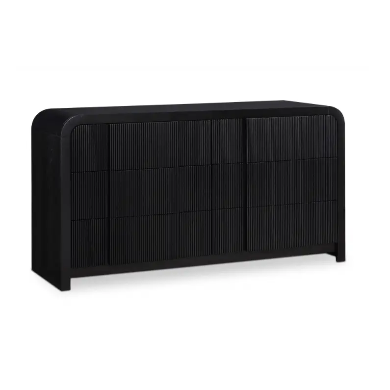 Fluted Solid Wood and Oak Veneer Dresser - Dresser