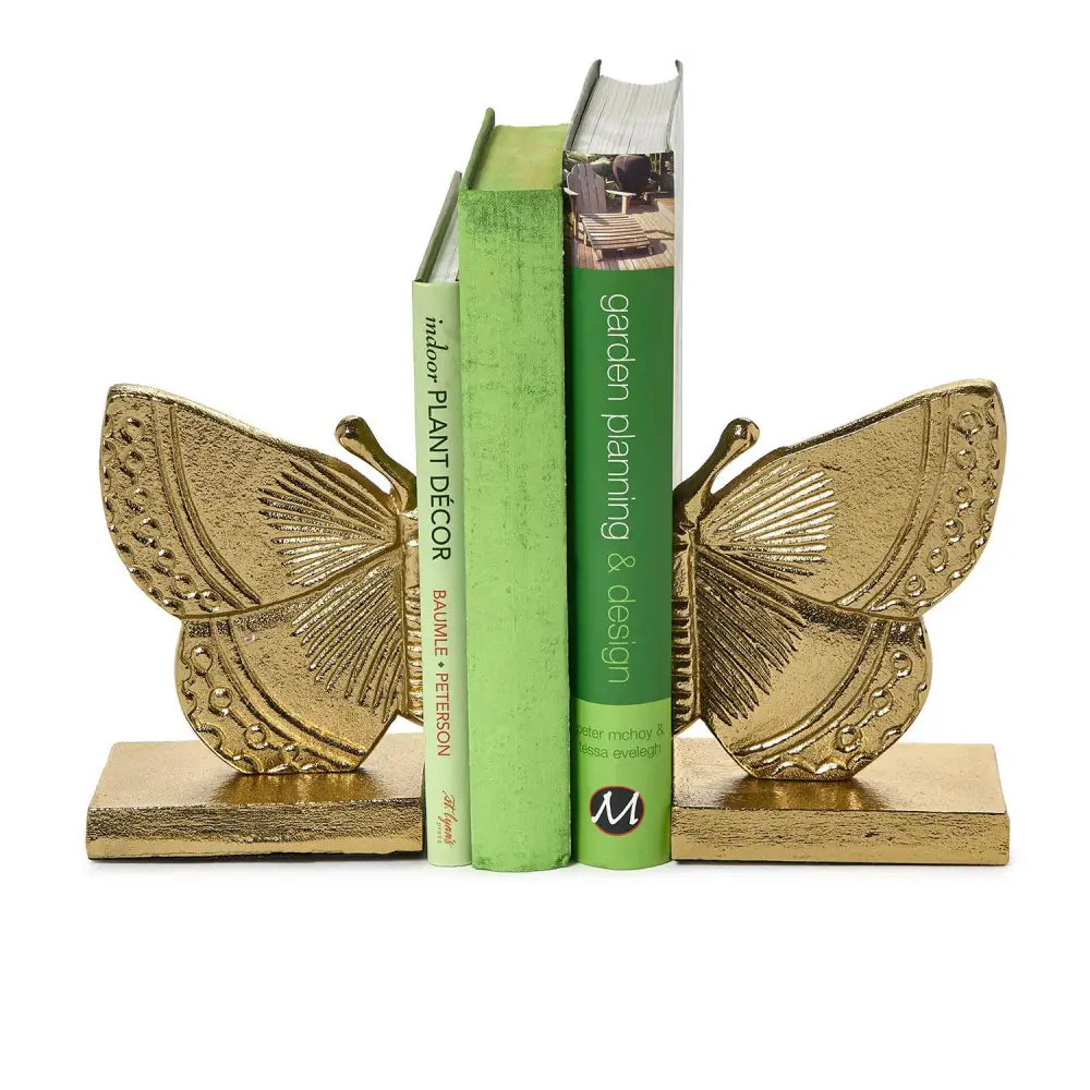 Fluttering Golden Butterfly Bookends - Bookends