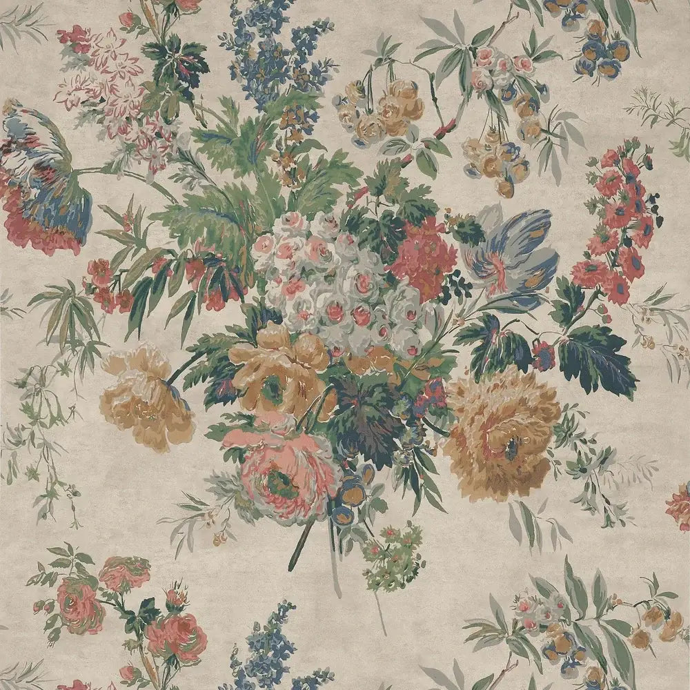 Garden Club - Apricot and Slate - Wallpaper