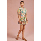 Garden Party Puff Sleeve Belted Cotton Mini Dress
