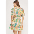 Garden Party Puff Sleeve Belted Cotton Mini Dress