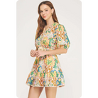 Garden Party Puff Sleeve Belted Cotton Mini Dress