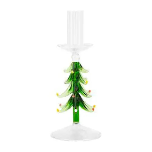 Glass Tree Taper Holder - Small - CHRISTMAS