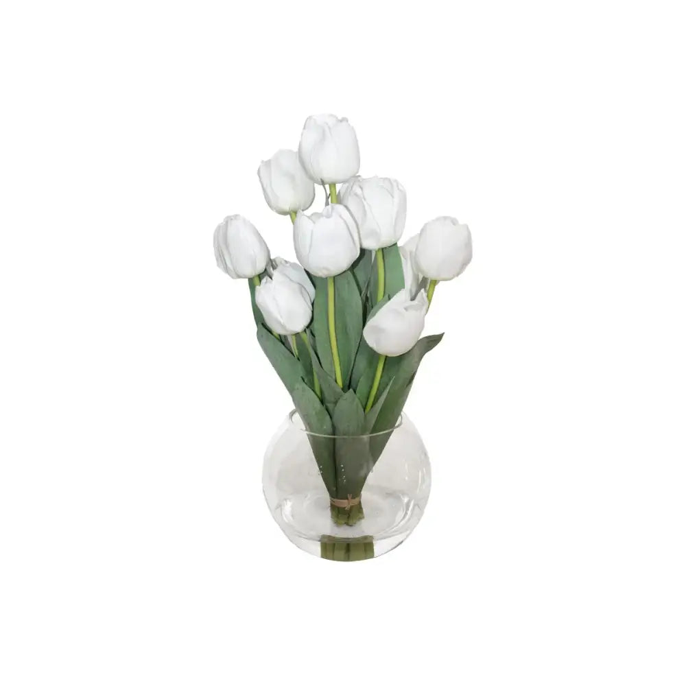 Glass Vase W/ Soft Touch Tulips - Botanicals