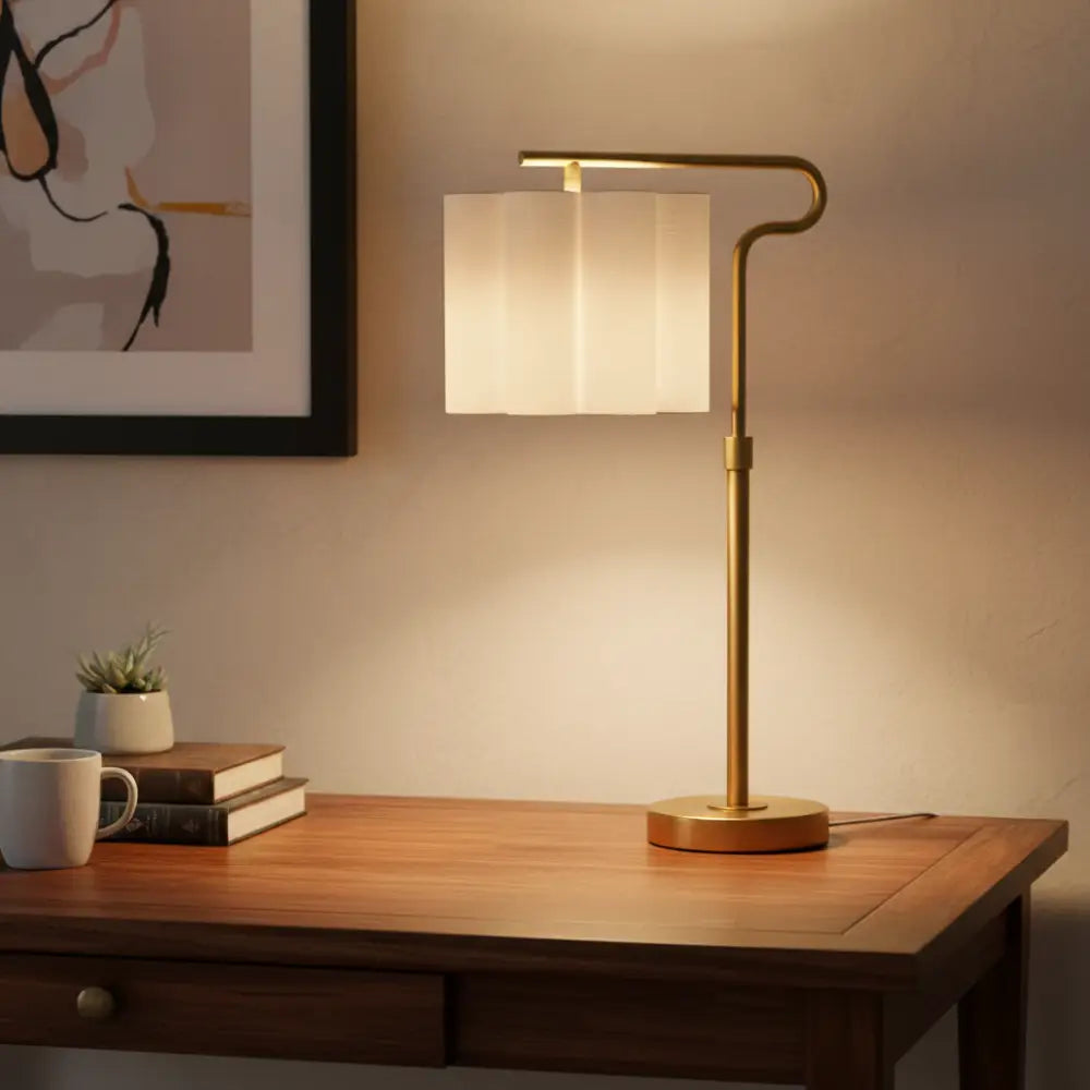 Gold Desk Lamp with Scalloped Shade - Desk Lamp