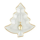 Gold Edge Glass Tree Platter - CHRISTMAS