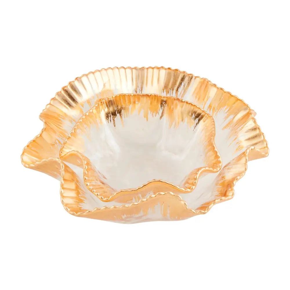 Gold Edge Ruffle Bowl Set of 2 - BOWL