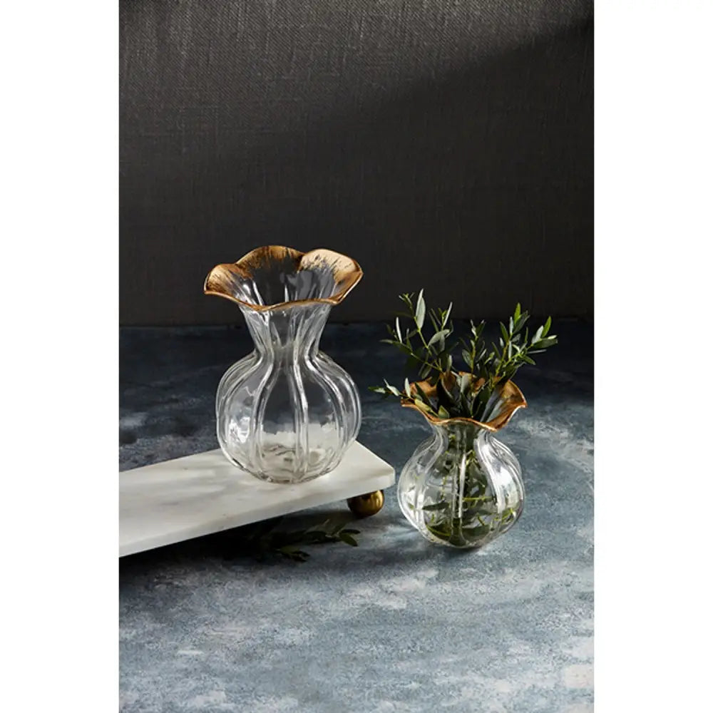 Gold Edge Ruffle Vase - Vase