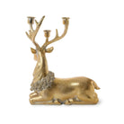 GOLD LEAF DEER WITH HOLIDAY WREATH TAPER CANDLEHOLDER / CENTERPIECE - Christmas Decor