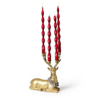GOLD LEAF DEER WITH HOLIDAY WREATH TAPER CANDLEHOLDER / CENTERPIECE - Christmas Decor