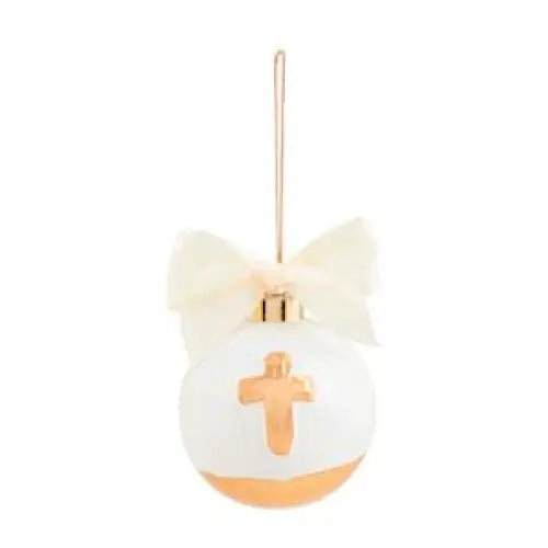 Gold Painted Ball Ornament - CROSS - CHRISTMAS