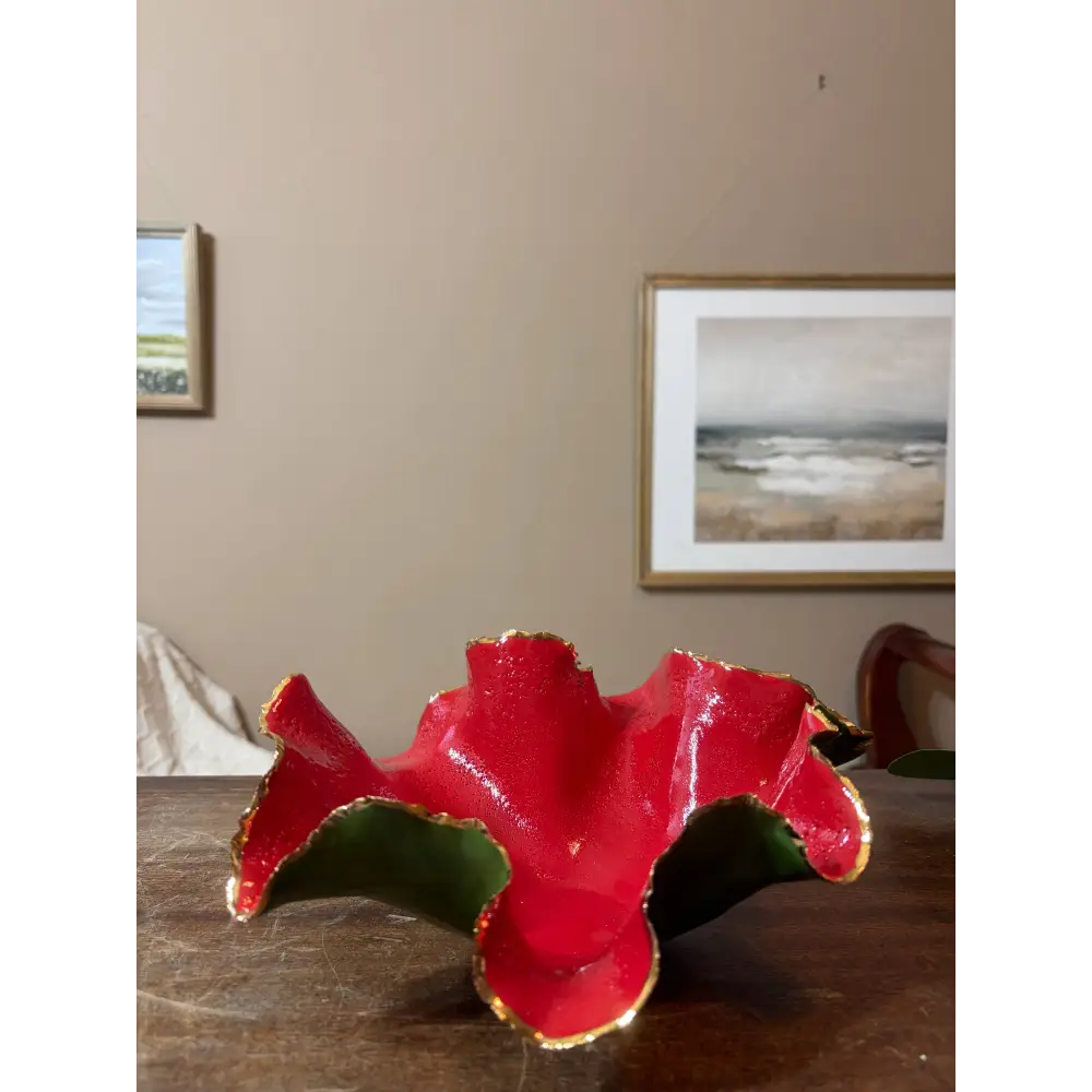 Gold Rim Holiday Blossom Bowl