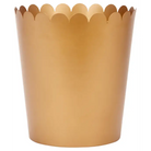 Gold Scalloped Metal Planter or Waste Basket - Planter