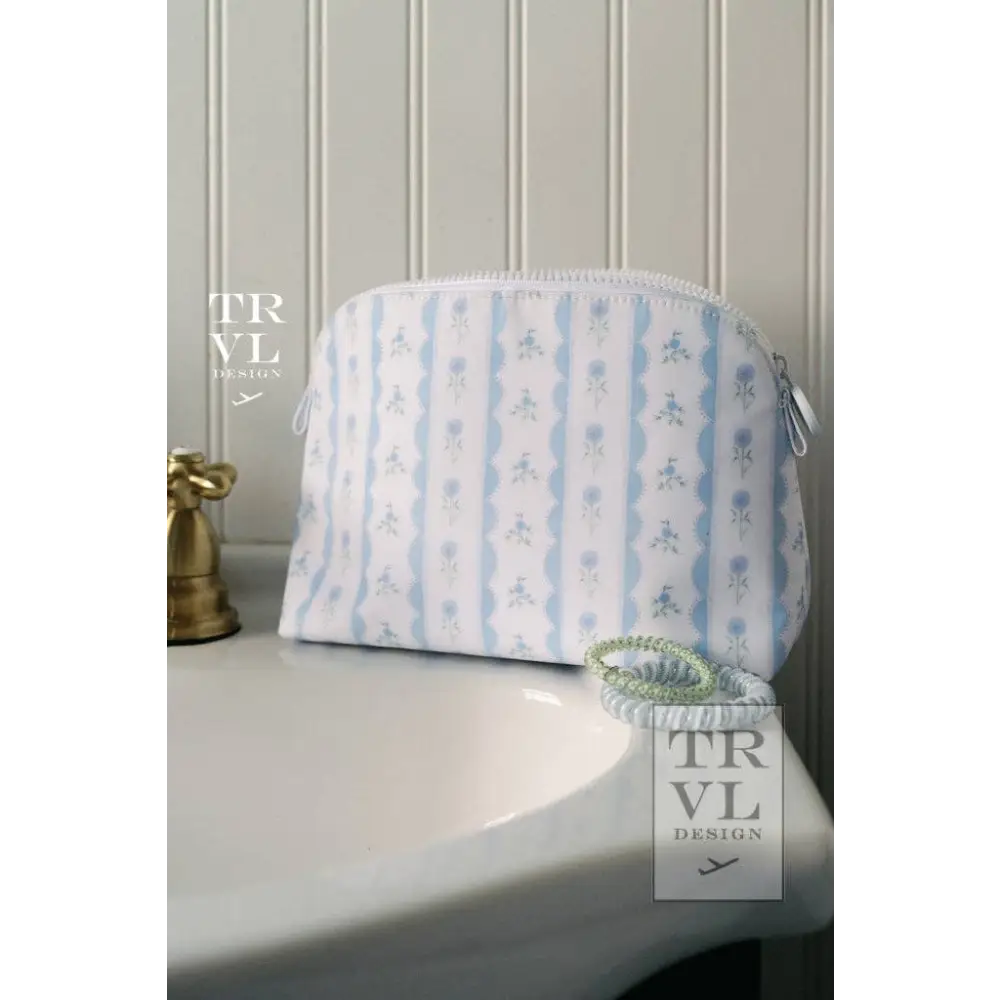 Goodie Cosmetic Bag - Ribbon Floral Blue