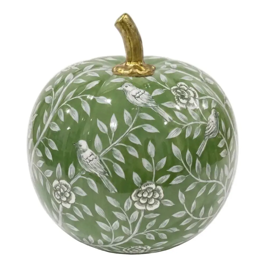 Green Bird & Vine Silhouette Pumpkin