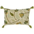 Green Embroidered Floral Cotton 16’’x24’’ Throw Pillow - Cover + Insert - Lumbar Pillow