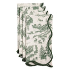 Green Toile Dinner Napkin Set - Christmas Napkins