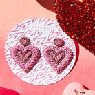 Hand-Beaded Heart Earrings - Gifts