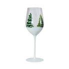 Hand-Painted Stemmed Wine Glass w/ Trees & Snow - Christmas